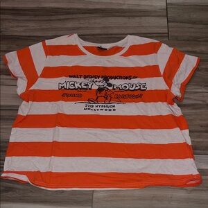 Disney Mickey Mouse Orange and White Striped Tee